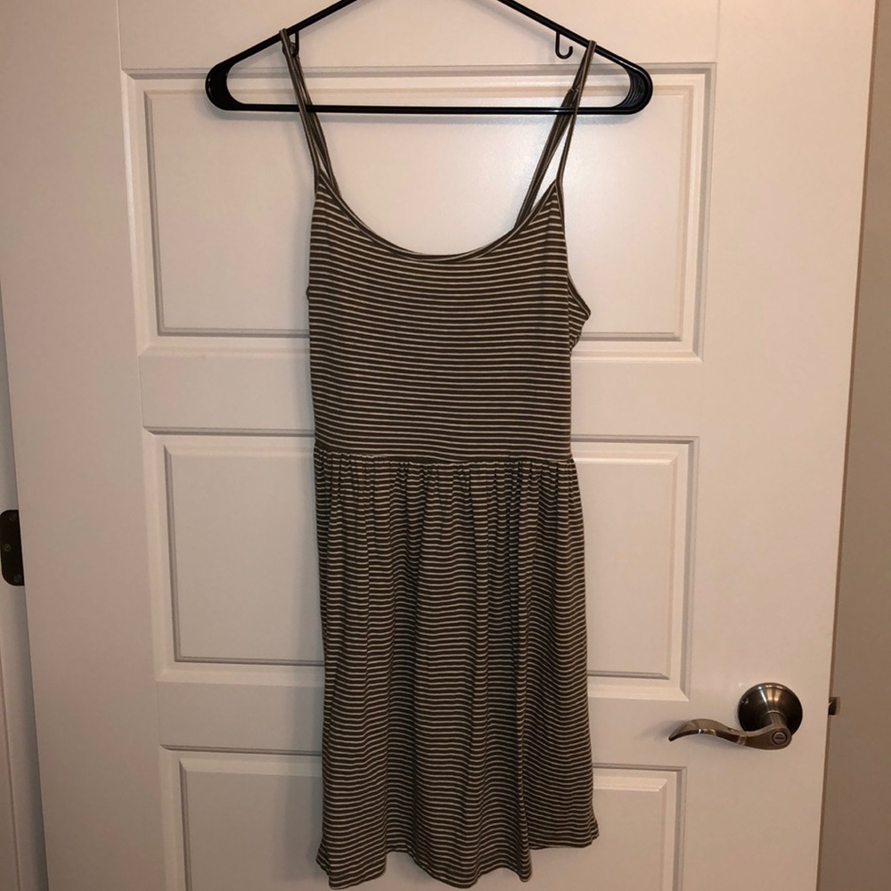 Green and white striped dress